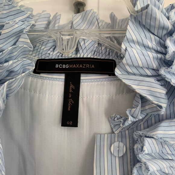 BCBGMaxAzria pinstripe cocktail dress with waist tie and pockets. - Picture 2 of 7